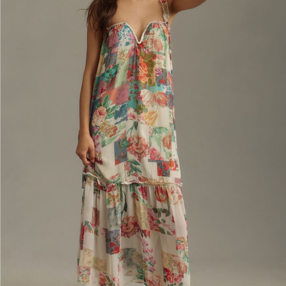 Anthropologie Floral Patchwork Maxi Dress